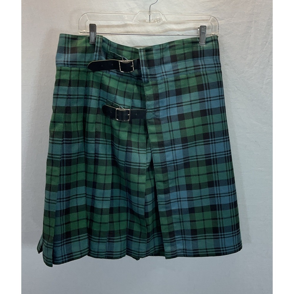 Sport Kilt Green Plaid Made in USA Hook & Loop‎ Closure PolyBlend Black Watch LG